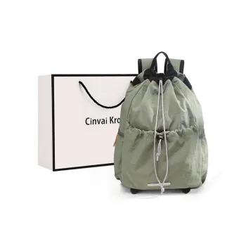 CinvaiKrose Fabric Backpack Large Size Unisex Army Green