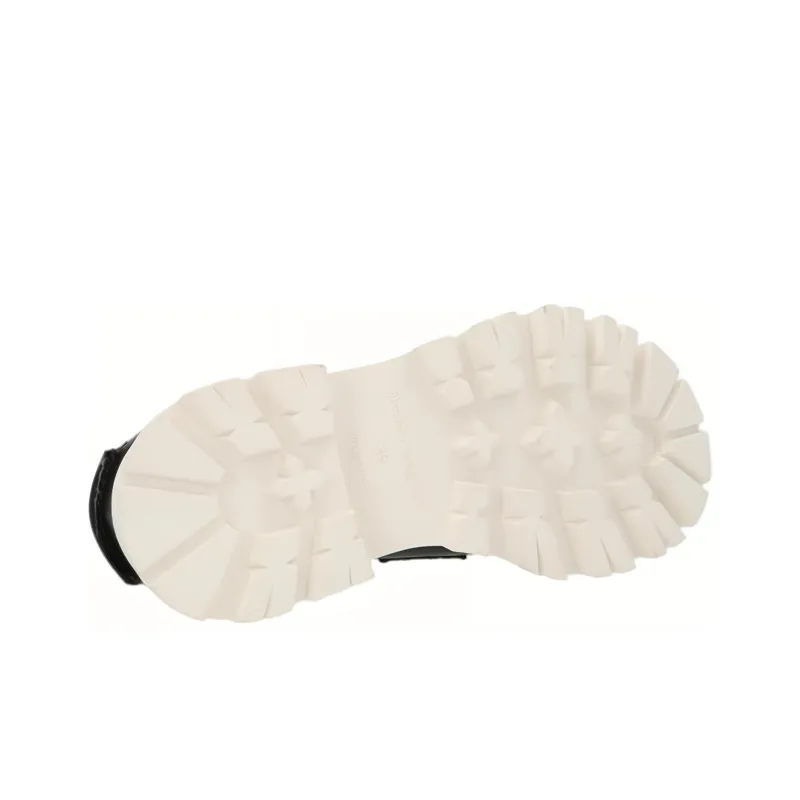 Alexander McQueen Contrast Sole Leather Penny Loafers Black White-4