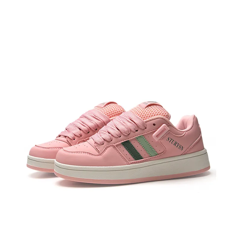STUR YSN Wear resistant And Lightweight Low Top Skateboard Shoes Unisex Pink Green-1