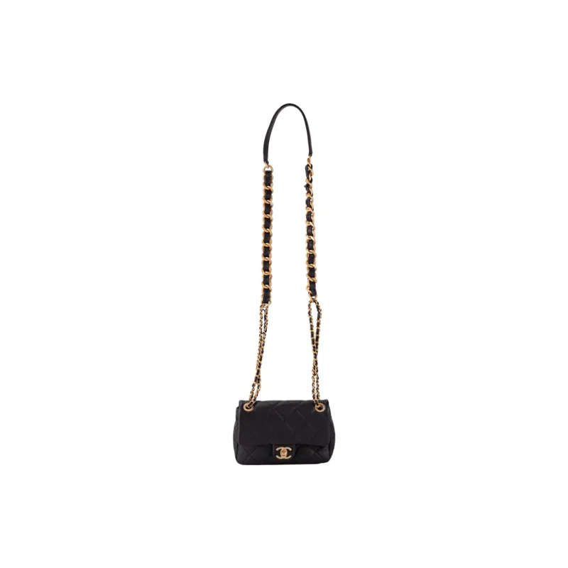 CHANEL Calfskin Shoulder Bag, Crossbody Bag Mini Unisex Black-1