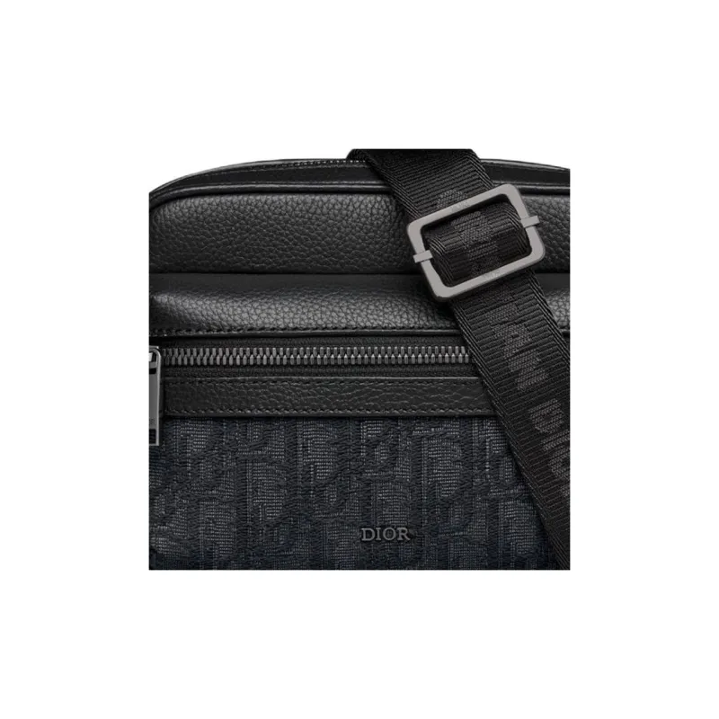 DIOR Oblique Jacquard Canvas Shoulder Bag Crossbody Bag Mini Men's Black-4