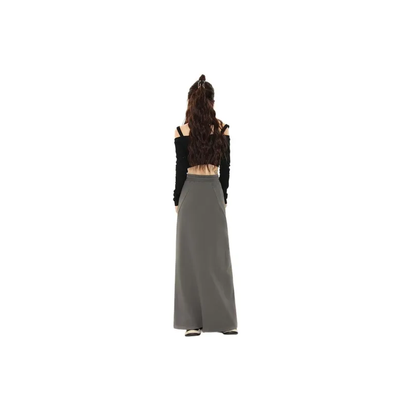 Wen Shan Casual Long Skirt Women's Gray-0