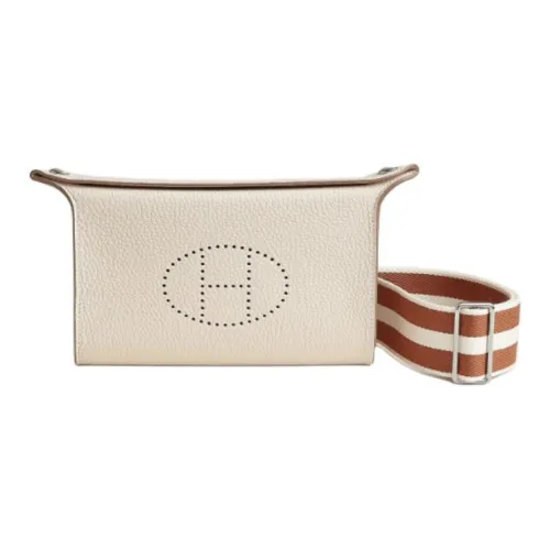 bolso de mano hermes picotin mini en cuero blanco