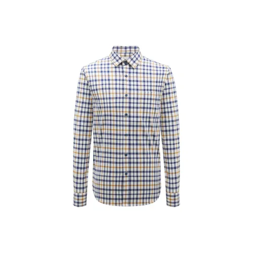 DANIEL HECHTER Shirts Men Blue And Yellow Plaid