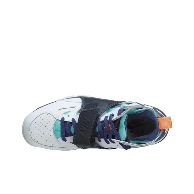 Nike Air Trainer Huarache Anti Slip Wear Resistant Low Top Vintage Basketball Shoes Men's White Blue-3