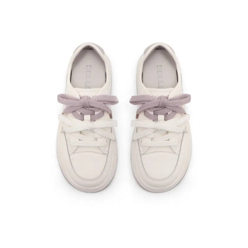 BELLE Wear-Resistant Slip-Resistant Low-Top Skateboard Shoes Women's Ecru/Apricot Ecru/Purple-7
