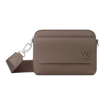 LOUIS VUITTON Cow Leather Messenger Bag, Crossbody Bag, Shoulder Bag Men's Elephant Gray