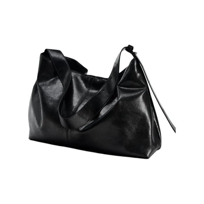 ZARA Polyurethane Portable Crossbody Bag, Shoulder Bag Tubas Women's Black-3