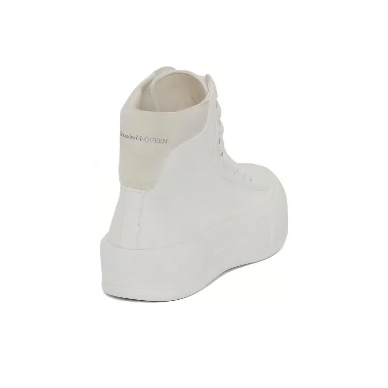 Alexander McQueen Deck Plimsoll High Top Sneaker Optical White Women's-4