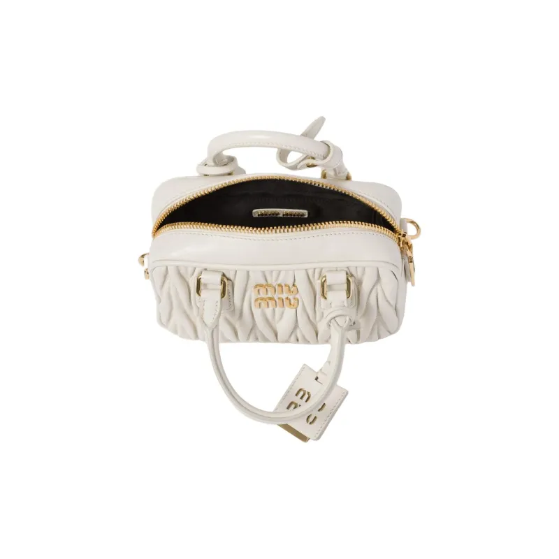 MIU MIU Arcadie Series Leather Shoulder Bag, Crossbody Bag, Handbag Trumpets Women's White-3
