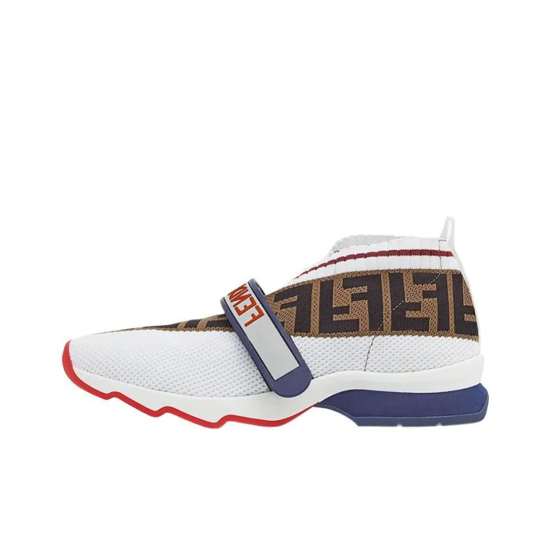 FENDI Rockoko Casual Shoes Women's Mid-Top White/Blue/Red-0