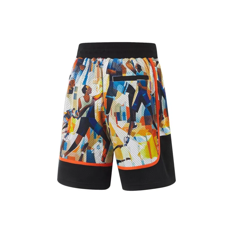 LiNing Basketball Collection Basketball Shorts Men's Multicolor Photo Print Black-1