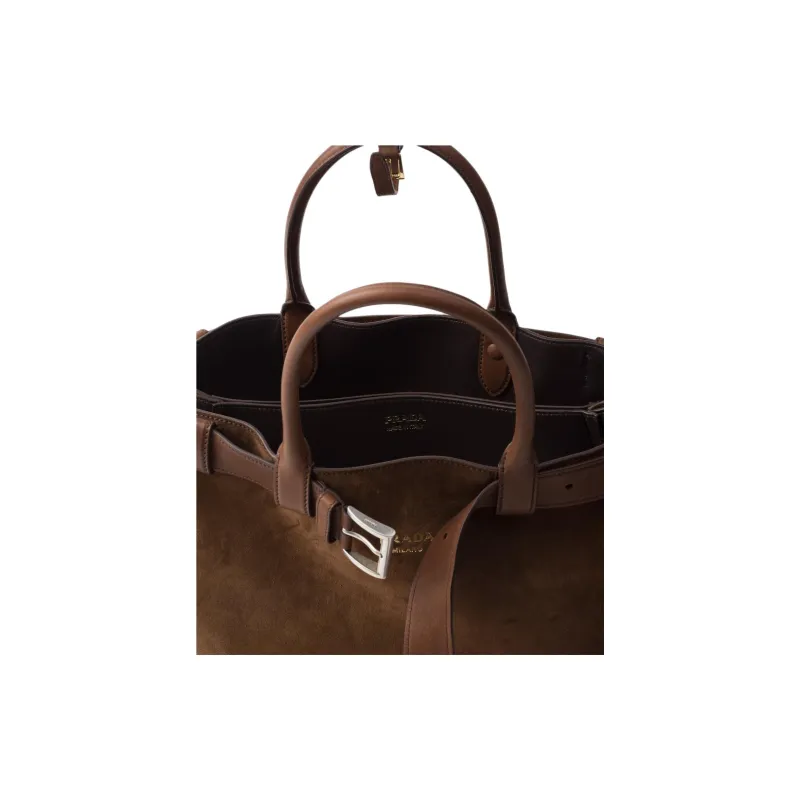 PRADA Leather Tote Bag, Shopping Bag, Handbag Large Size Women's Cocoa Brown-3
