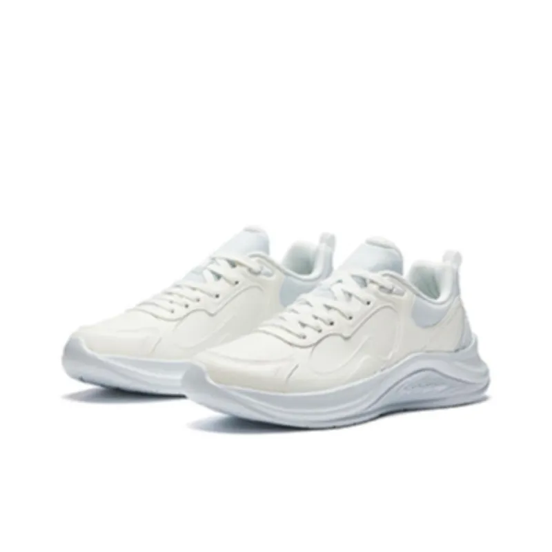 Anta Walk Cushioning, Slip Resistant, And Abrasion Resistant Low Top Casual Running Shoes Women's White Blue-1