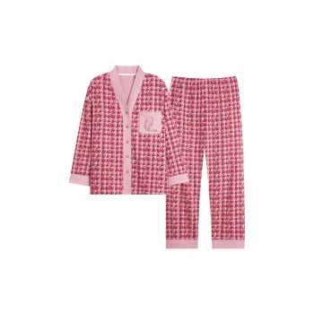 MIIOW Trend Party Series Pajama Set Women's Pink Houndstooth