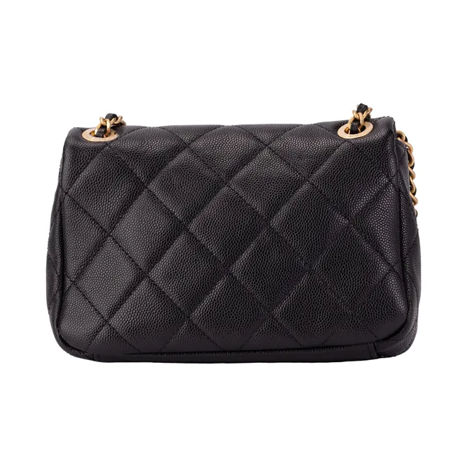 CHANEL Calfskin Shoulder Bag, Crossbody Bag Mini Unisex Black-4