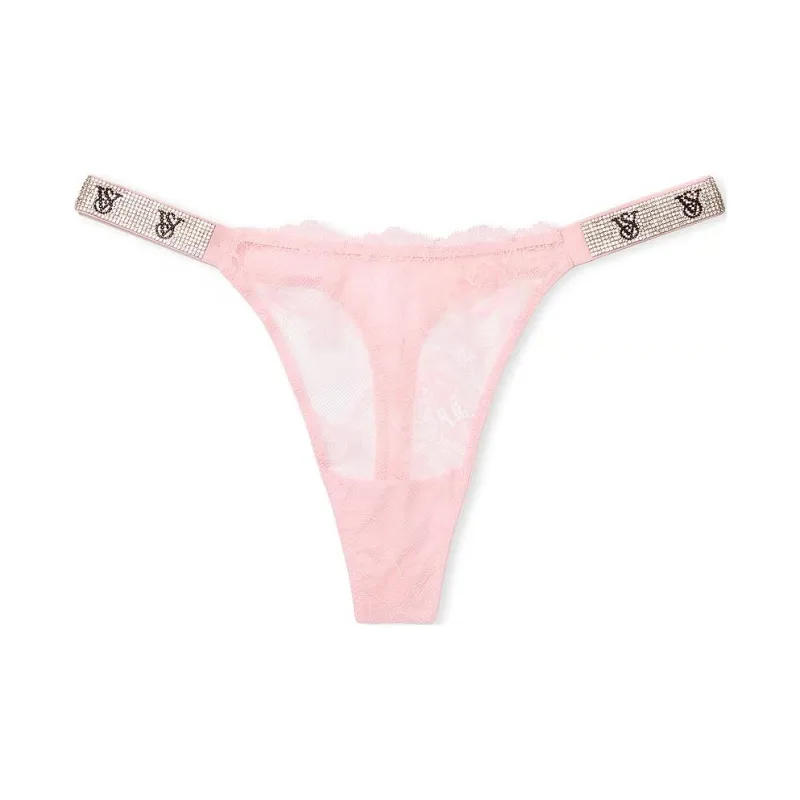 Victoria's Secret Very Sexy Shine Strap Rose Lace Thong Panty / P B Underpants Women's 1 Pack Pink-0