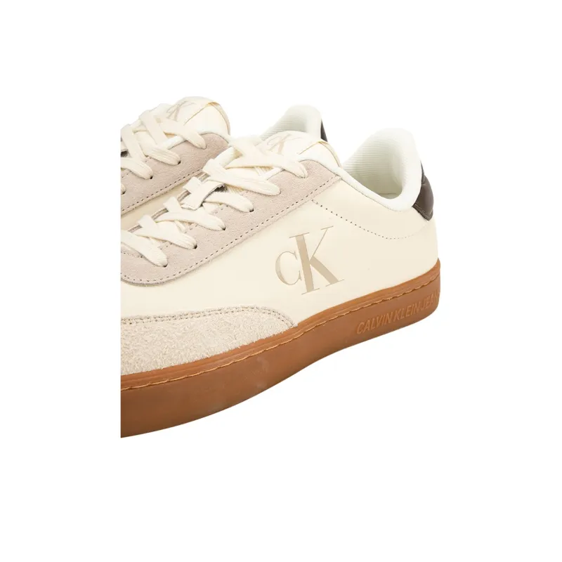 CALVIN KLEIN Low Top Skateboard Shoes Men's Milk White/Cocoa Brown-6