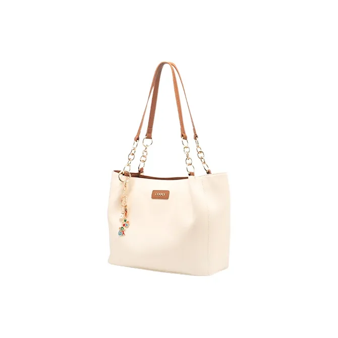 COOGI Cow Leather Tote Bag Shopping Bag Shoulder Bags Women's Brown/Pink-6