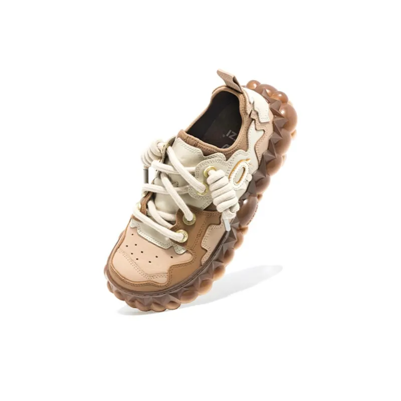 OETZI Fusion Ice Series Casual Shoes Unisex Low Top Brown & Khaki-3