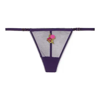 Victoria's Secret Very Sexy Flirty Mesh Adjustable V-String Panty / Amethyst Underpants Women's 1 Pack Amethyst Crystal