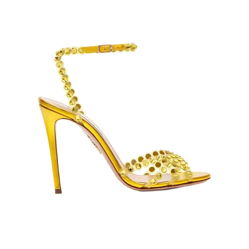 AQUAZZURA Tequila Plexi 105 Stylish Sandals Women's Yellow-1