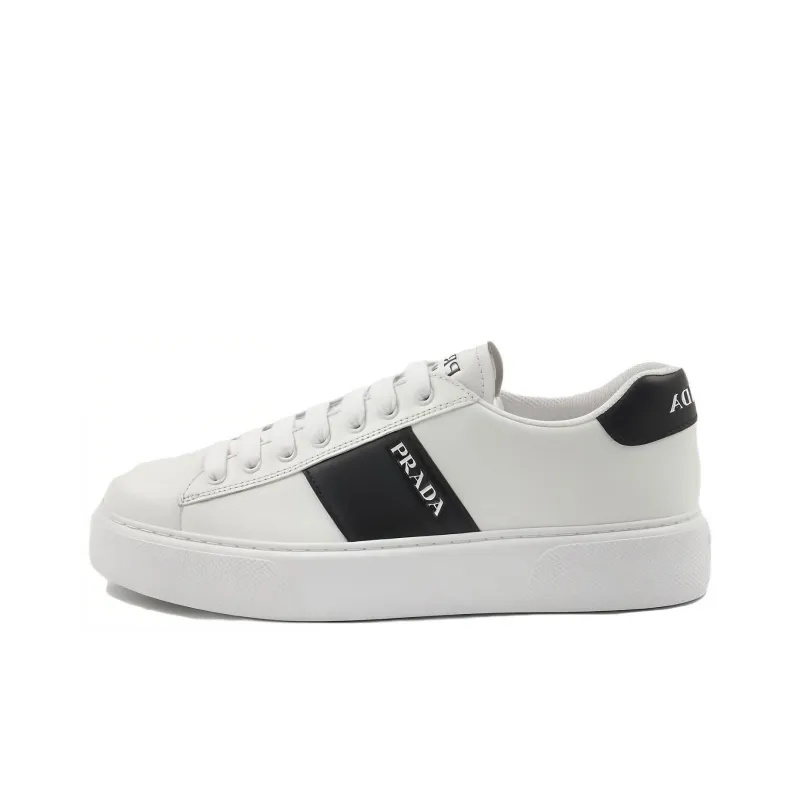 PRADA Low Top Skateboard Shoes Men's Black White-0