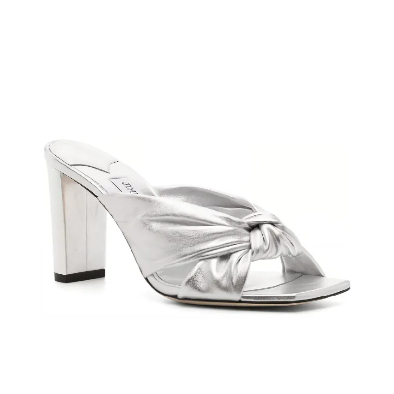 Jimmy Choo Avenue 85mm Metallic Leather Mules-2