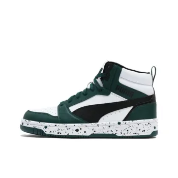 PUMA Rebound V6 Anti Slip Wear Resistant Mid Top Skateboard Shoes Unisex White Green