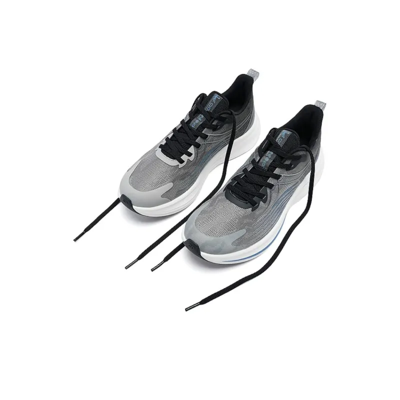 QIAODAN Anti Slip Wear Resistant Low Top Casual Running Shoes Men's Silent Gray Washed Blue-3