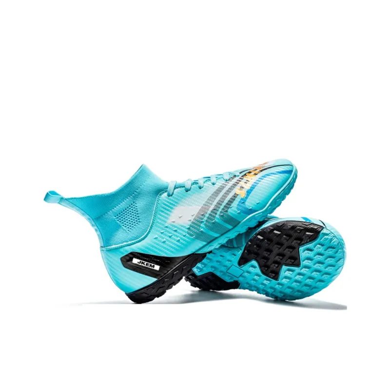 JKEM Soccer Shoes Unisex Mid Top White Gold/Black Gold/Gold/Aqua-40