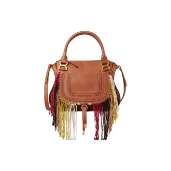 Chloe Marcie Grain Cow Leather Shoulder Bag, Crossbody Bag, Handbag Medium Size Women's Brown
