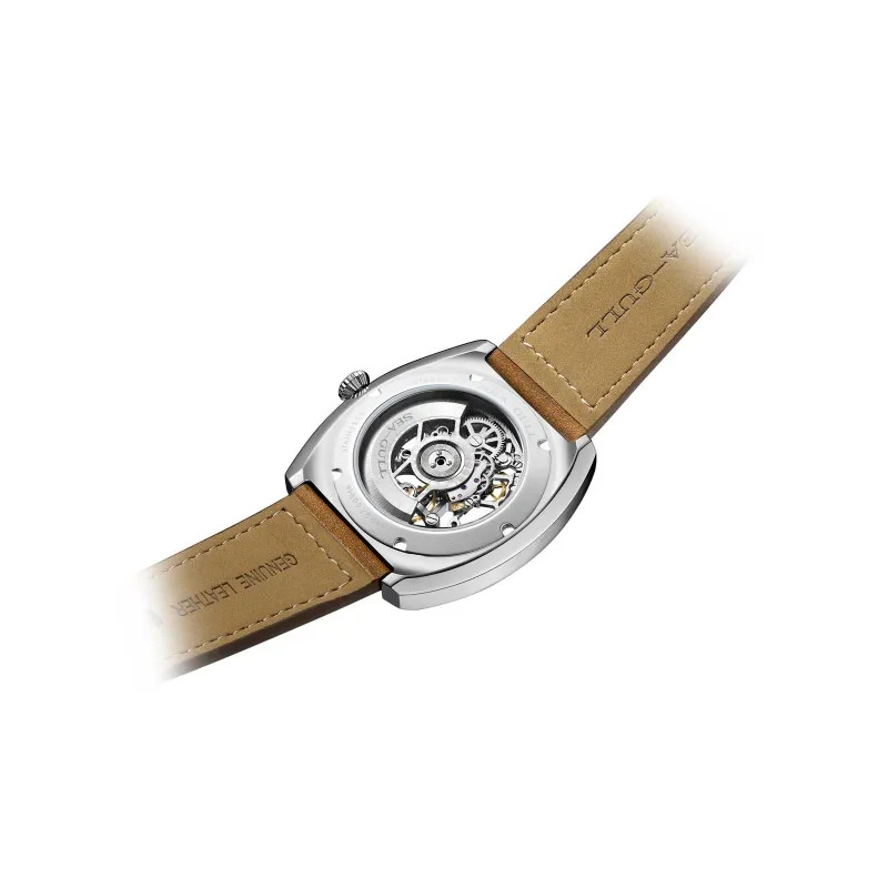 Sea Gull Automatic Mechanical Movement Cow Leather Strap Watch Men's Watches Cut Out Dial-3