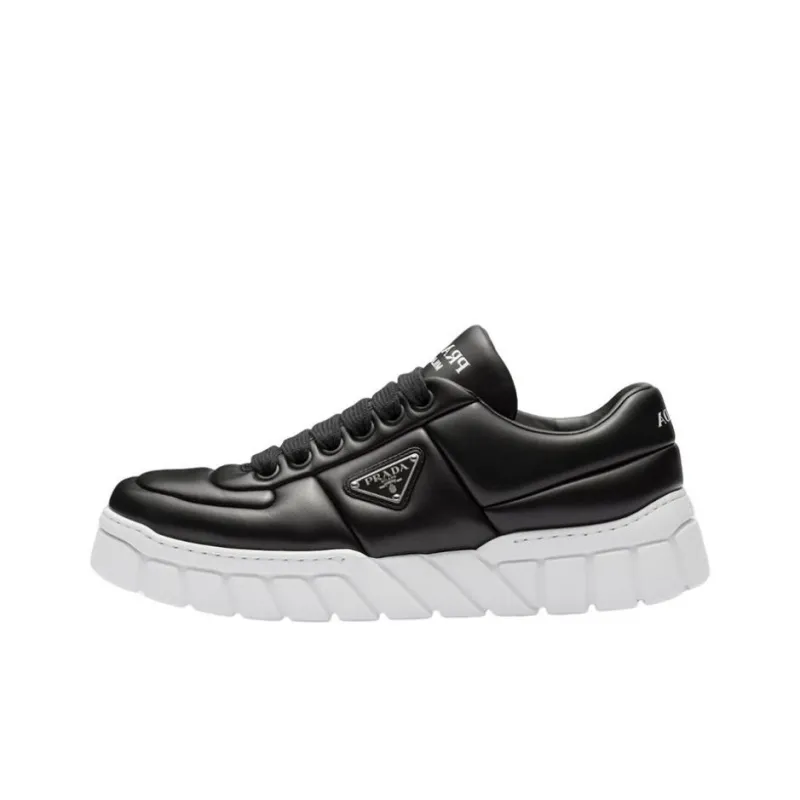 PRADA Wear-Resistant Low-Top Sports Casual Shoes Men's Black White-0