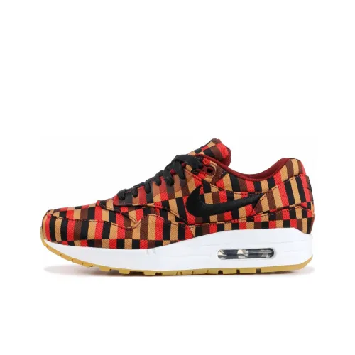 Nike Air Max 1 Casual Shoes Unisex Low-Top White/Black - Pomegranate