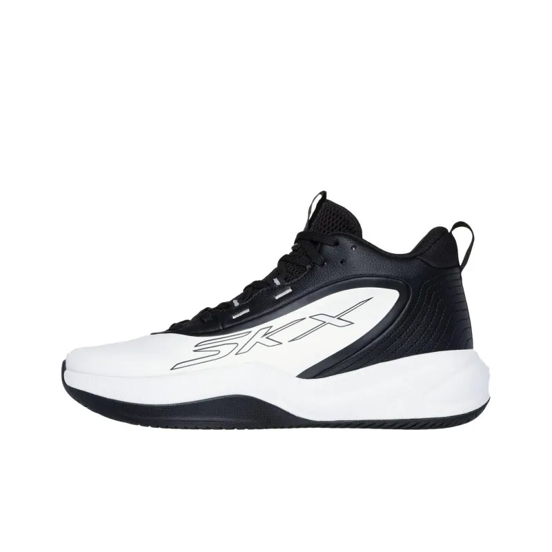 Skechers Slip Resistant Abrasion Resistant Shock Absorbers Mid Top Basketball Shoes Men's White-0
