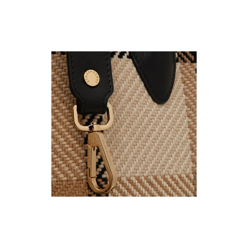 Strathberry Jacquard Tote Bag Shopping Bag Shoulder Bag Crossbody Bag Handbag Medium Size Women's Black/Beige-4
