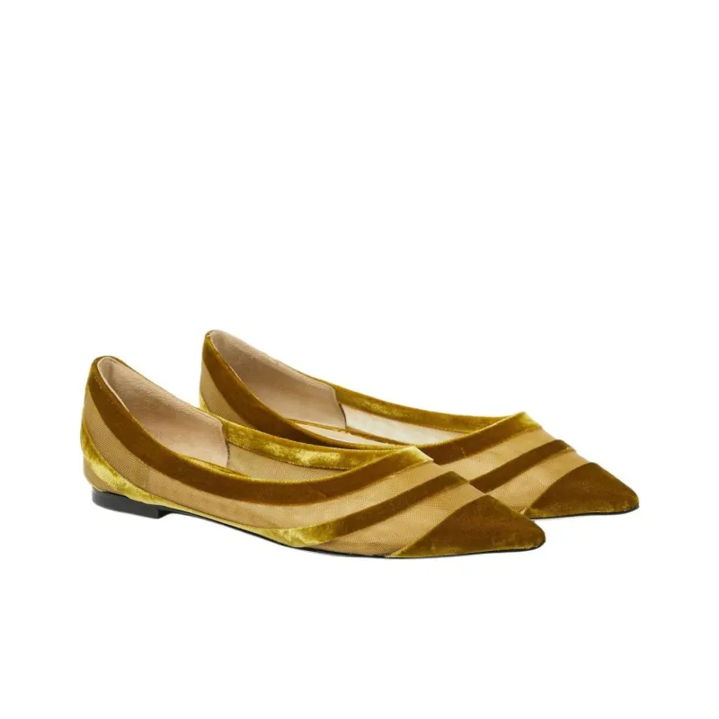 Jimmy Choo Velvet Mesh-panelled Ballerina Shoes-2