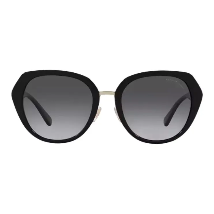 COACH Plate Frame Round Sunglasses Women's Black/Brown/Red-1