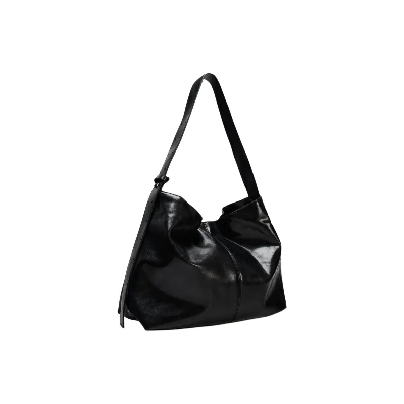 ZARA Polyurethane Portable Crossbody Bag, Shoulder Bag Tubas Women's Black-1