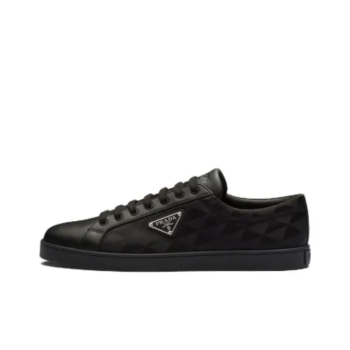 PRADA Leather And Re-Nylon Sneaker 'Black Symbole Motif Pattern'