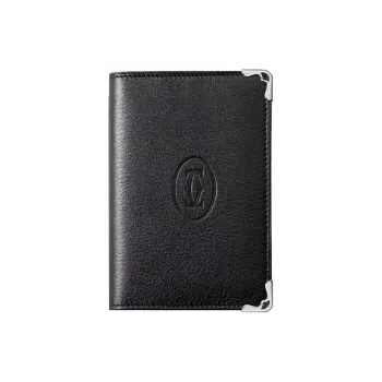 CARTIER Must De Cartier Calfskin Card Holder Women's Black
