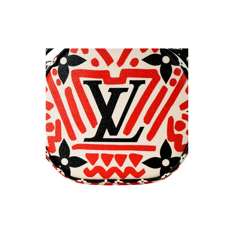 LOUIS VUITTON Coated Canvas With Cow Leather Trim Shoulder Bag, Crossbody Bag Small Size Women's Black/Red-7