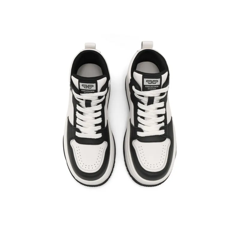 BELLE Height Increasing Wear-Resistant Slip-Resistant High-Top Skateboard Shoes Women's Gray Brown Black-12