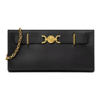 VERSACE Medusa '95 Calfskin One Shoulder Crossbody Clutches Women's Black