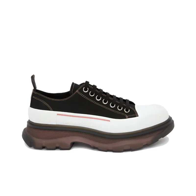 Alexander McQueen Tread Slick Low Lace Up Black Blossom Pink-1