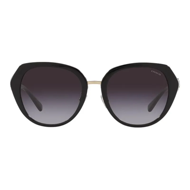 COACH Plate Frame Round Sunglasses Women's Black/Brown/Red-2