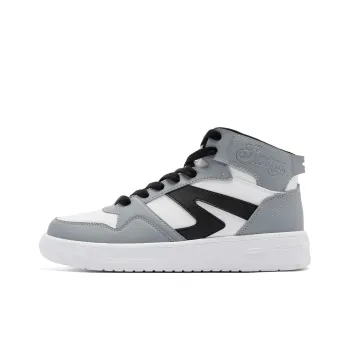 QIAODAN Height Increasing Wear Resistant Breathable Slip Resistant High Top Skateboard Shoes Men's Gray White Black