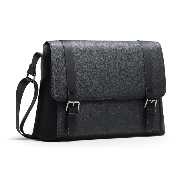 HLA Cow Leather With Synthetic Leather Shoulder Bag Regular Men's Black-1