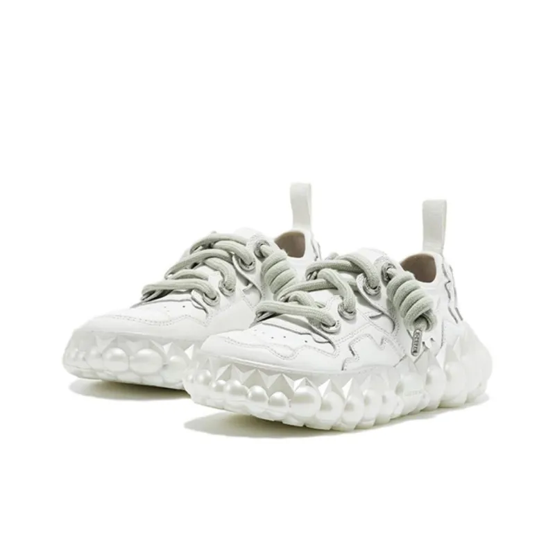 OETZI Fusion Ice Series Wear-Resistant Breathable Lightweight Height Increasing Low-Top Casual Shoes Unisex White-1